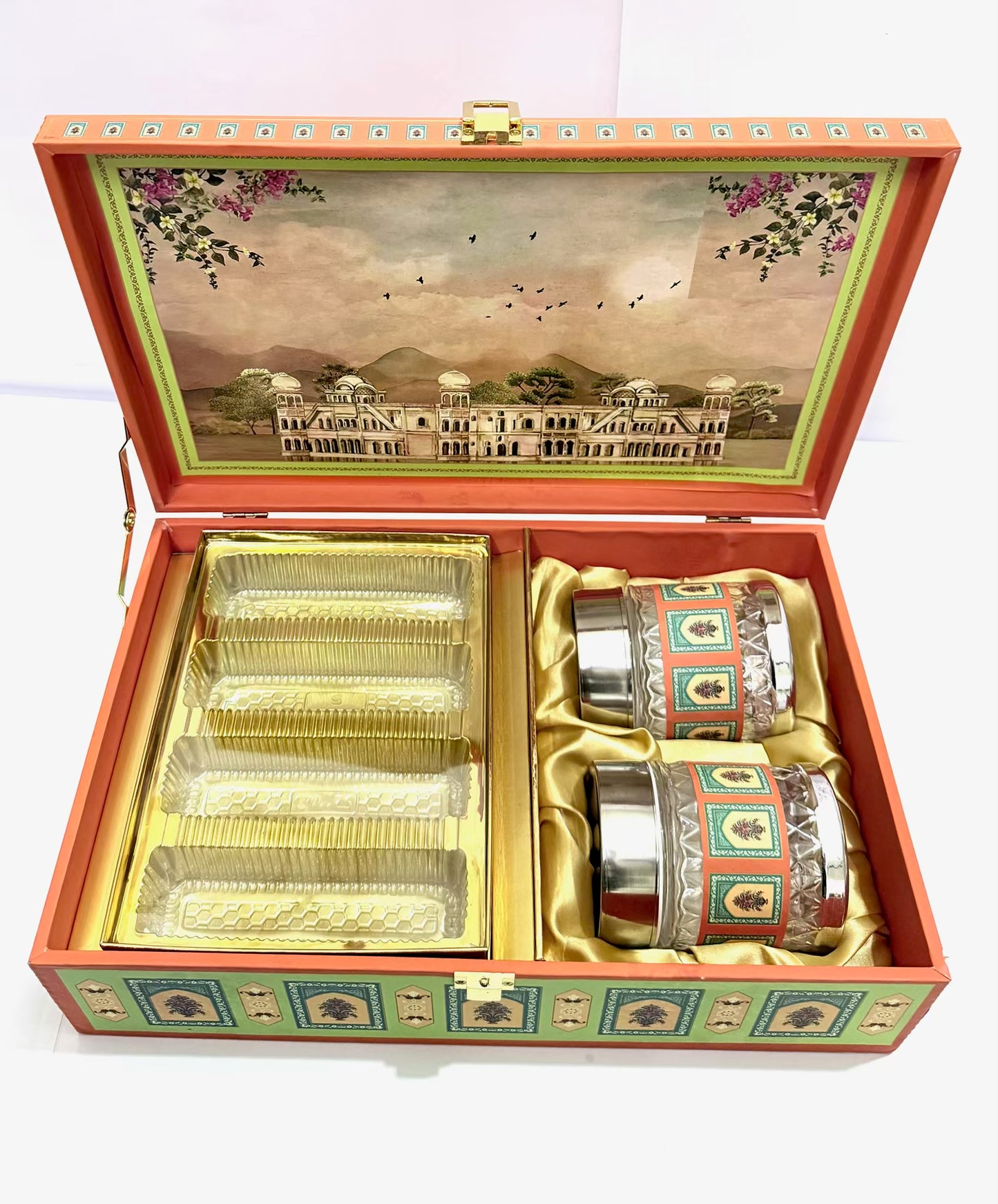 Orange Green & Gold Gift Box