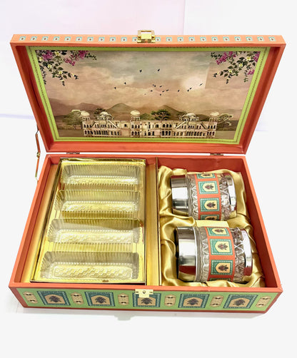 Orange Green & Gold Gift Box