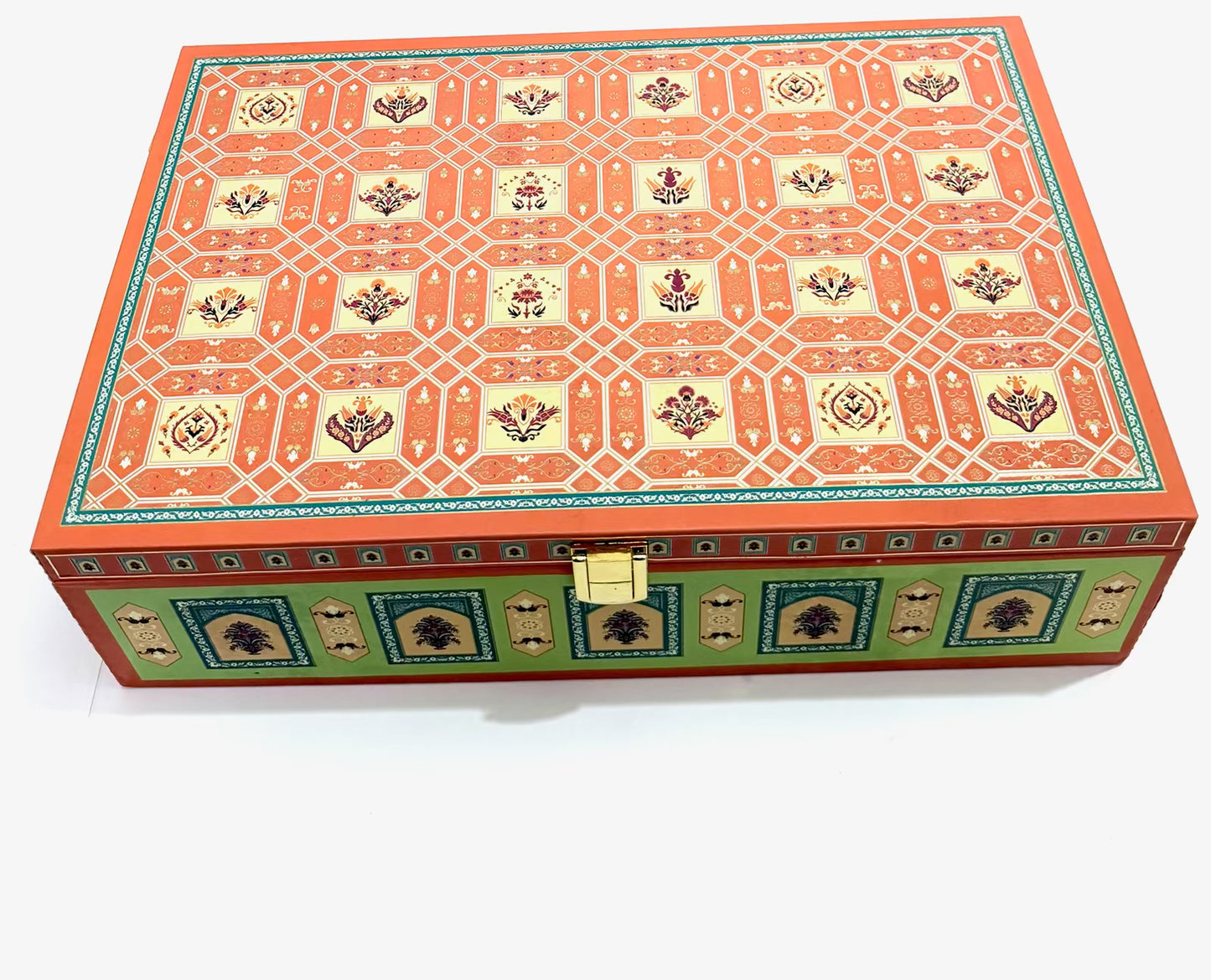 Orange Green & Gold Gift Box