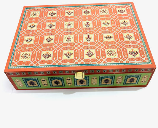 Orange Green & Gold Gift Box